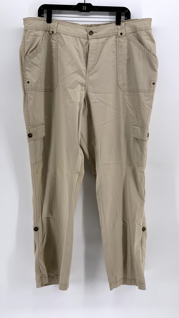 UNBRANDED Women's Plus Tan Cargo Roll-Hem Straight Leg Pant SZ 20W